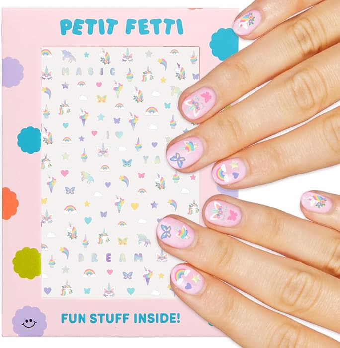 xo, Fetti 524pc Unicorn Nail Stickers | Rainbow Kids Party Birthday Favors | Amazon (US)