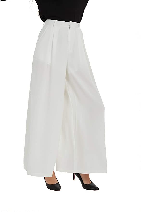 Amazon.com: Tronjori Women High Waist Casual Wide Leg Long Palazzo Pants Trousers Regular Size(XS... | Amazon (US)