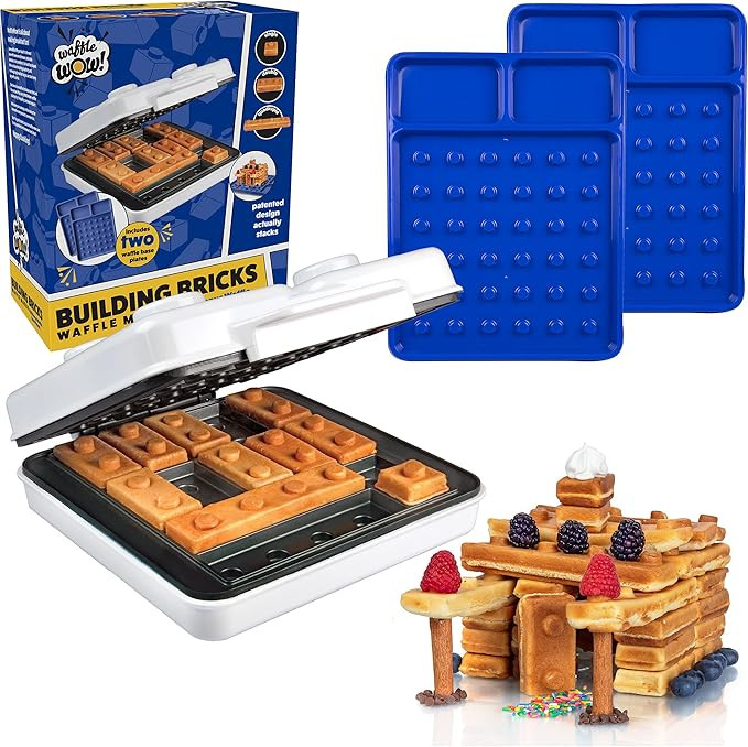 Building Brick Electric Waffle Maker with 2 Construction Eating Plates - Cook Fun, Buildable Waff... | Amazon (US)