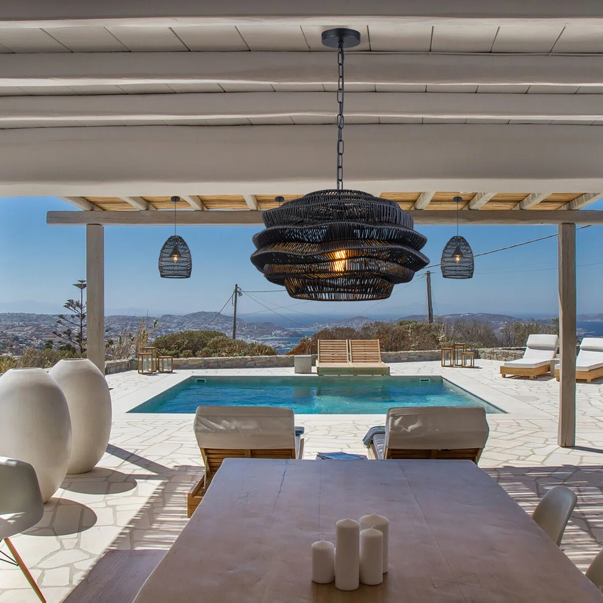 1-Light Outdoor Wicker Coastal Rattan Pendant | Wayfair North America