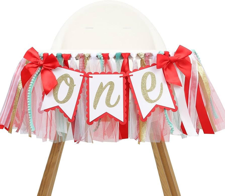 Christmas High Chair Banner for 1st Birthday - Red and Green One Highchair Banner, 1st Birthday D... | Amazon (US)