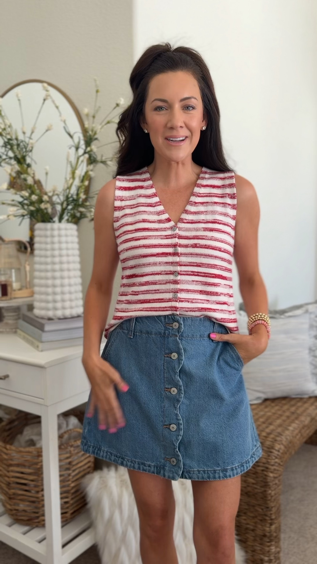OLD NAVY 50% OFF SALE!
Denim skirt-2 runs big fyi
Red & white knit top-small

#LTKSeasonal #LTKSaleAlert #LTKootd
