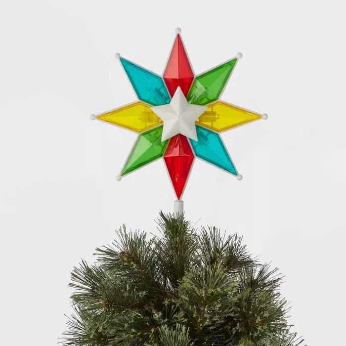 13in Lit Stained Glass Christmas Tree Topper Multicolored - Wondershop™ | Target