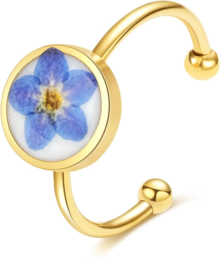 Rings for Women,Real Pressed Flower Rings,Boho Rings,Unique Handmade Design,Cute Rings,Thoughtful... | Amazon (US)
