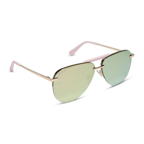DIFF Tahoe Designer Oversized Aviator Sunglasses for Women | Gold Powder Pink + Taupe Mirror | 100% UV Protection | Amazon (US)
