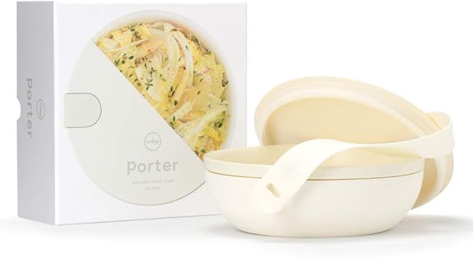 W&P Porter Ceramic Bowl Lunch Container w/ Protective Non-slip Exterior, Cream 1 Liter | Lid & Sn... | Amazon (US)