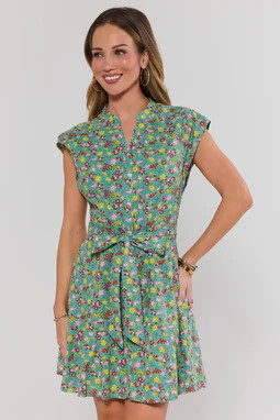 Erica Green Floral Short Dress | Avara