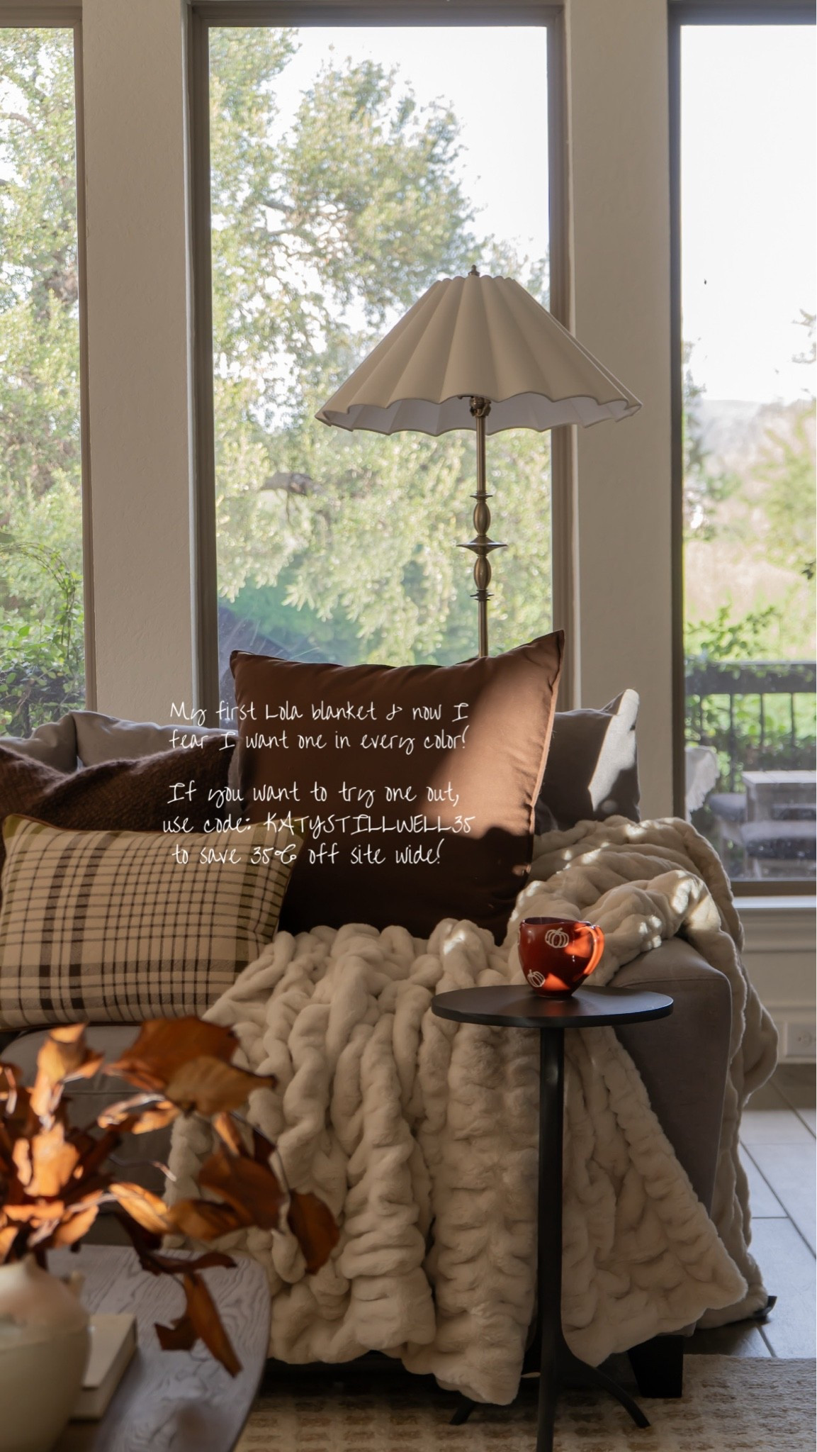 Obsessed with this Loli blanket!! 🍂🤎 use code: KATYSTILLWELL35 to save on your order.