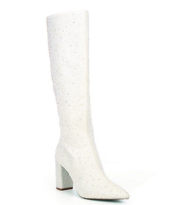 Blue by Betsey Johnson Candy Pearl Embellished Tall Boots | Dillard's