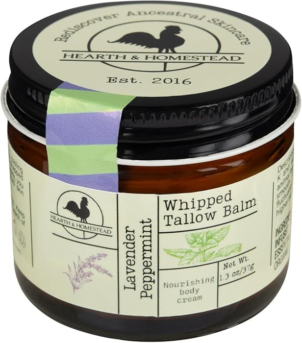 Hearth and Homestead: Handmade Whipped Tallow Balm (Lavender Peppermint): Organic Body Butter wit... | Amazon (US)