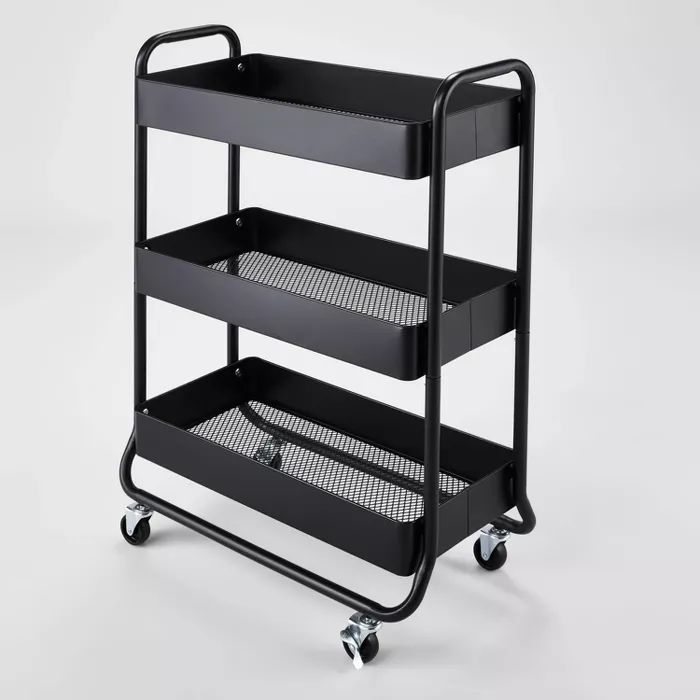 Wide Metal Utility Cart Black - Brightroom™ | Target