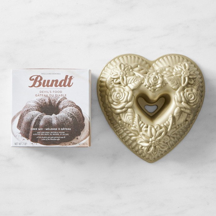 Nordic Ware Floral Heart Bundt Pan & Devils Food Bundt Cake Mix | Williams-Sonoma