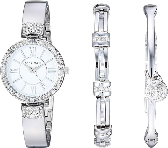 Anne Klein Women's Premium Crystal Accented Watch and Bracelet Set | Amazon (US)
