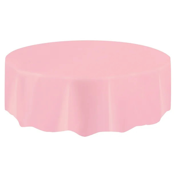 Way to Celebrate! Round Light Pink Plastic Tablecloth, 84in | Walmart (US)