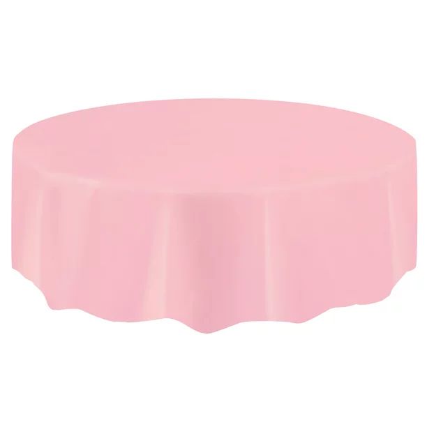 Way to Celebrate! Round Light Pink Plastic Tablecloth, 84in | Walmart (US)