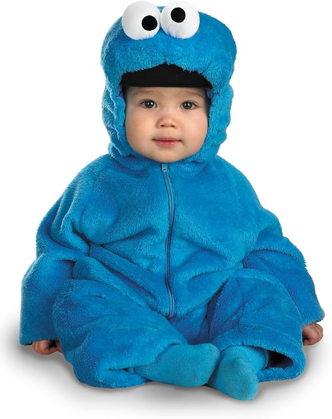 Sesame Street Cookie Monster Deluxe Two-Sided Plush Jumpsuit Costume (12-18 Months), Blue | Amazon (US)