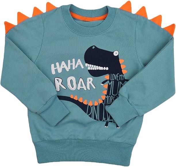 Toddler Boys Sweatshirts Dinosaur Long Sleeve Pullover Crewneck Shirts Cartoon Tee Sport Tops for... | Amazon (US)
