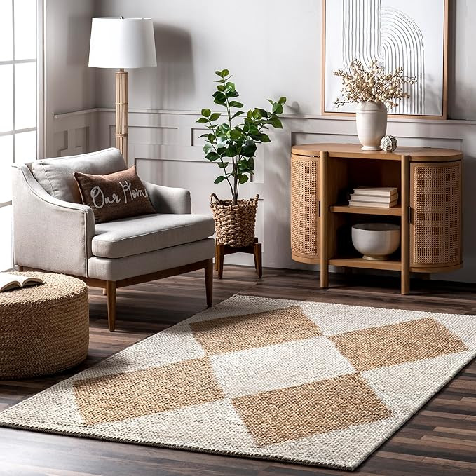 nuLOOM Linnie Bold Diamond Jute Area Rug, 5x8, Ivory | Amazon (US)