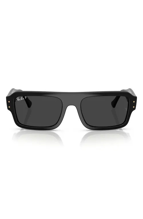 Ray-Ban 56mm Polarized Rectangular Sunglasses in Black at Nordstrom | Nordstrom