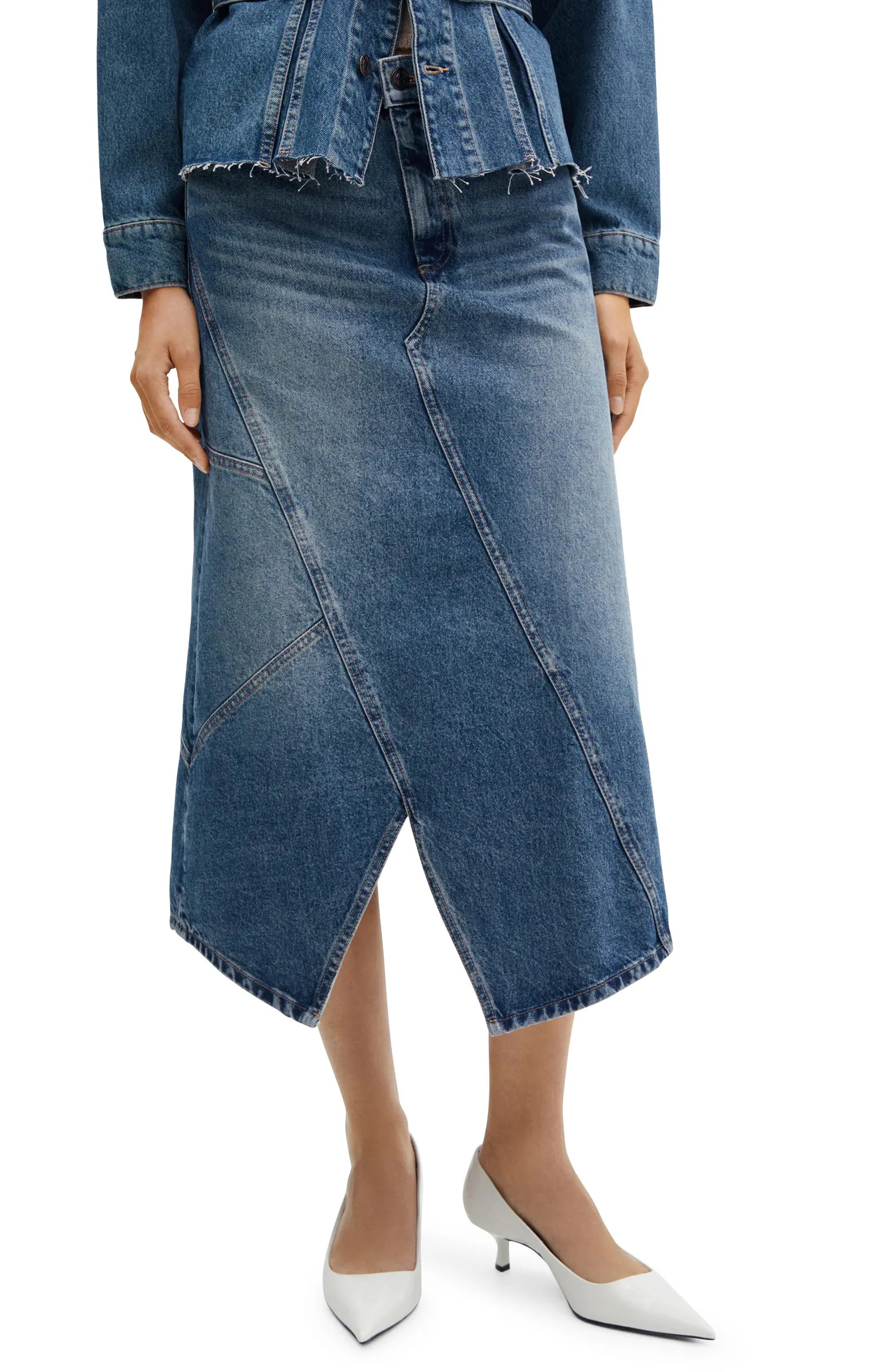 Asymmetric Denim Midi Skirt | Nordstrom