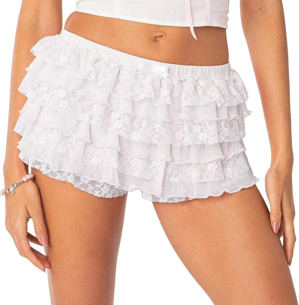Women Ruffle Shorts Lolita Bloomers Y2k Fairy Lace Layered Pumpkin Pants Sweet Cute Panties | Amazon (US)
