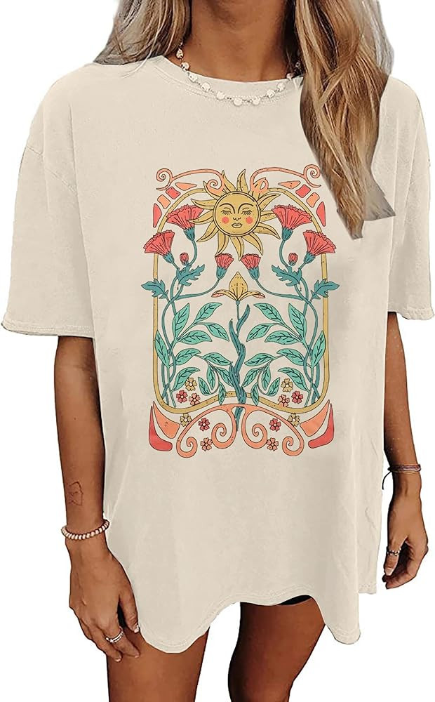 Wildflowers Shirt for Women Oversized Vintage Floral T Shirts Inspirational Graphic Tees Summer C... | Amazon (US)
