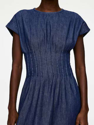 Pleated Denim Dress – Blue – Women – ARKET GB | Arket UK