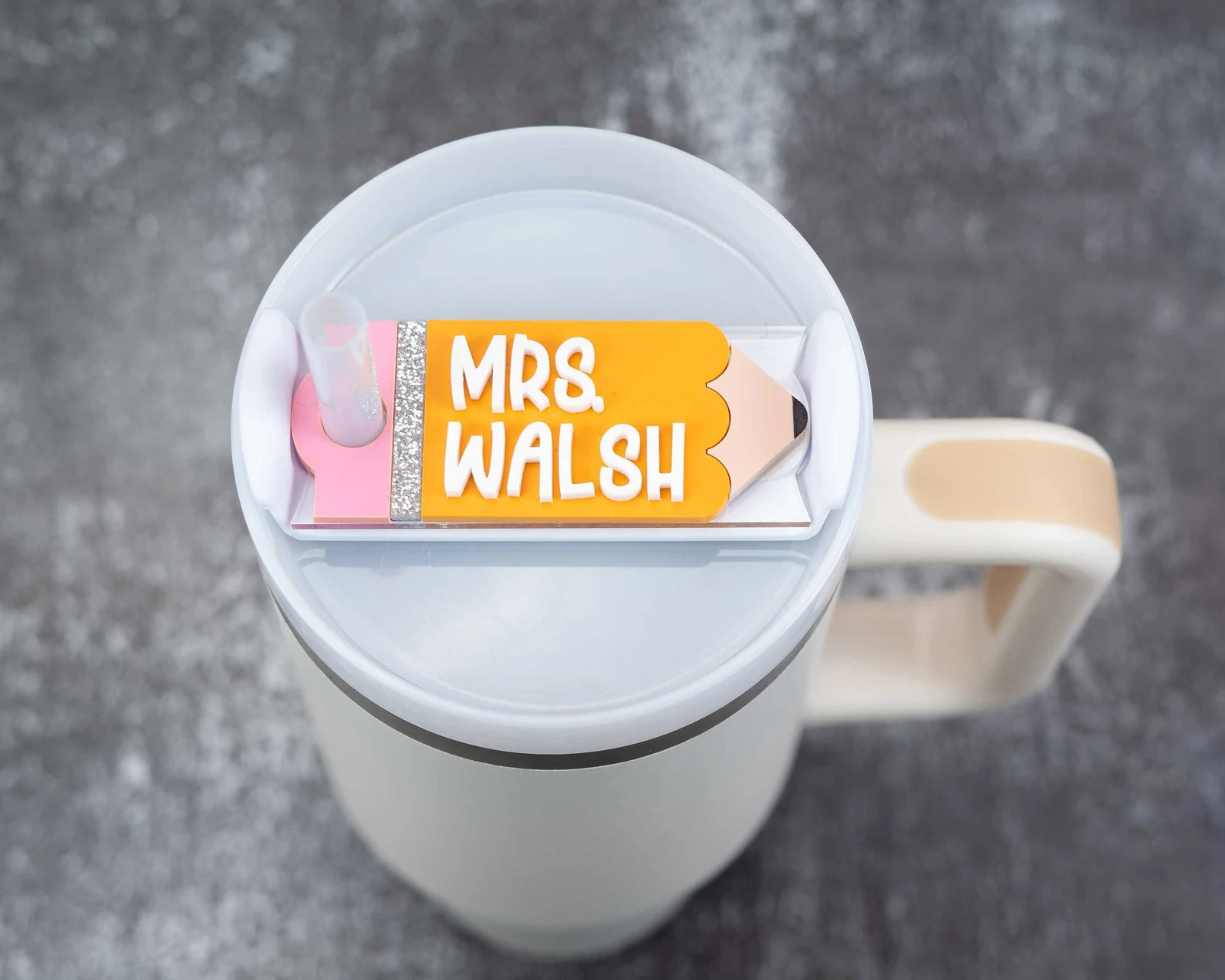 Teacher Stanley Name Plate Pencil Tumbler Name Tag Cup Accessories Gifts for Teachers Teacher App... | Etsy (US)