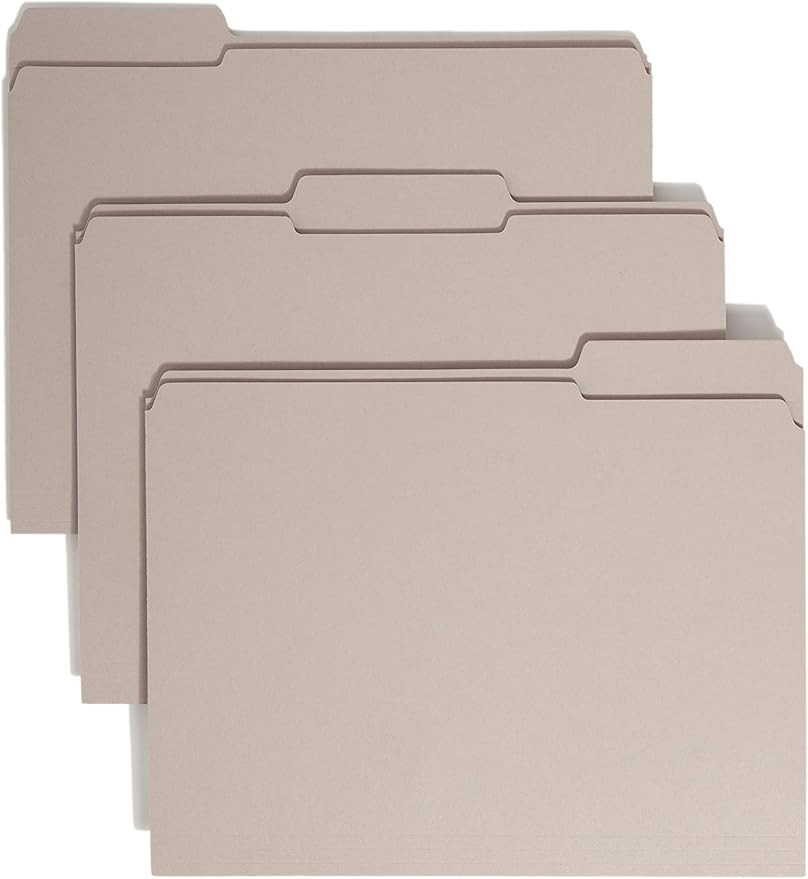 Smead File Folder, Reinforced 1/3-Cut Tab, Letter Size, Gray, 100 per Box (12334) | Amazon (US)