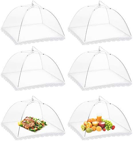 Onarway 6 Pack Food Covers 17 Inch Pop-Up Encrypted Mesh Plate Serving Tents, Fine Net Screen Umb... | Amazon (US)