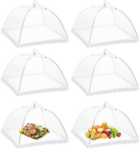 Onarway 6 Pack Food Covers 17 Inch Pop-Up Encrypted Mesh Plate Serving Tents, Fine Net Screen Umb... | Amazon (US)