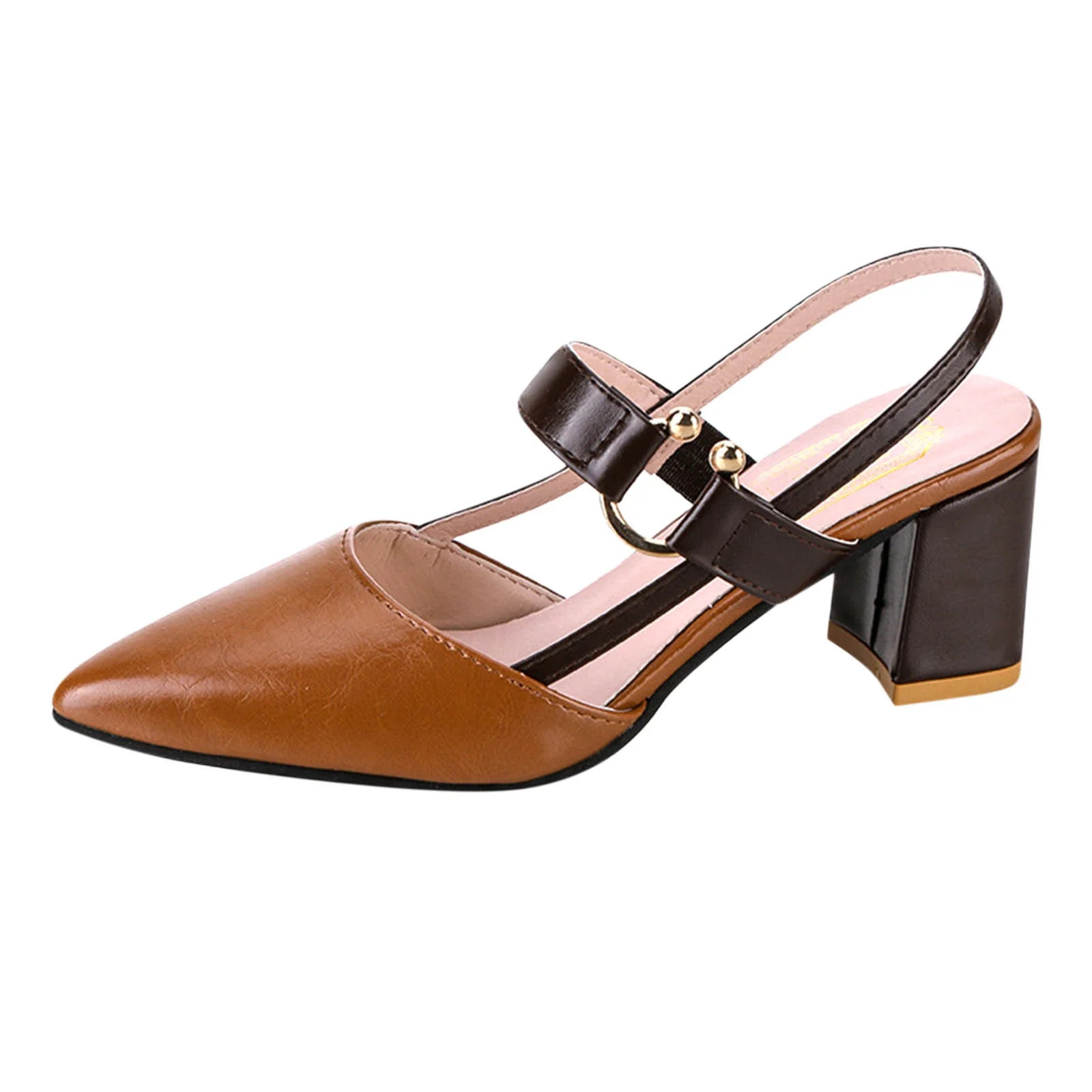 JeashCHAT Women's Pumps Low Chunky Heels Slingback Pointed Toe Block Dress Shoes Closed Toe Comfo... | Walmart (US)