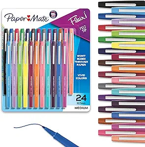 Paper Mate Felt Tip Pens, Flair Marker Pens, Medium Point, Assorted, 24 Count - Home, Office, Bac... | Amazon (US)
