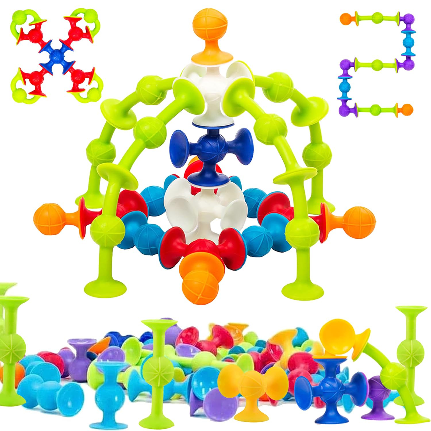 48 Piece Suction Cup Bath Toys for Kids Ages 3+, Sensory Toys for Autistic Children, Travel Windo... | Amazon (US)