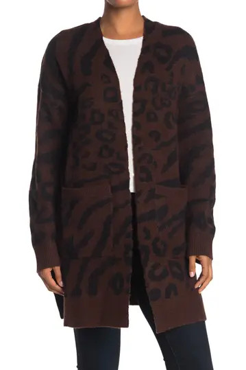 Leopard Print Intarsia Long Cardigan | Nordstrom Rack