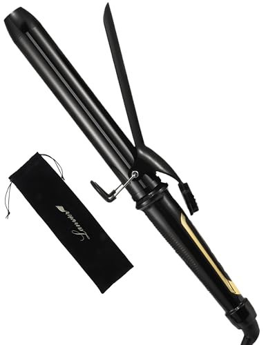 LANVIER 1.25 Inch Curling Iron, Extra Long Barrel 1 1/4 Inch Curling Iron for Long Hair up to 450F, Worldwide Dual Voltage Hair Curler for Traveling, Hair Waving Style Tool Black | Amazon (US)