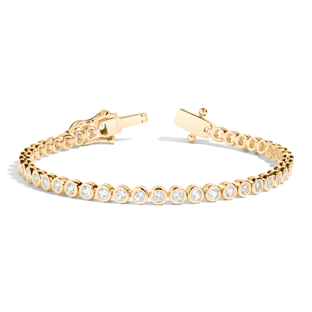 Lab Grown White Sapphire Bezel Tennis Bracelet | AUrate New York