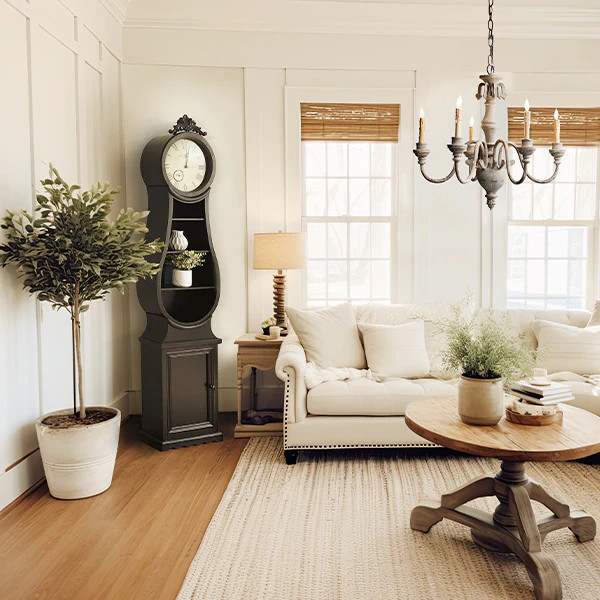 Black Mora Clock with Shelves - Decor Steals | Decor Steals