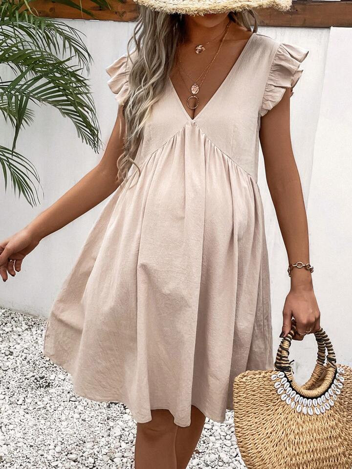 SHEIN Maternity Ruffle Trim Smock Dress | SHEIN