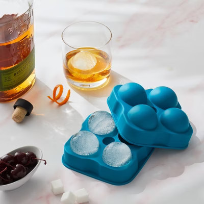 Houdini Ice Sphere Tray: Silicone Whiskey Ice Mold, Reusable  Dishwasher Safe, Turquoise Blue, 4 ... | Target