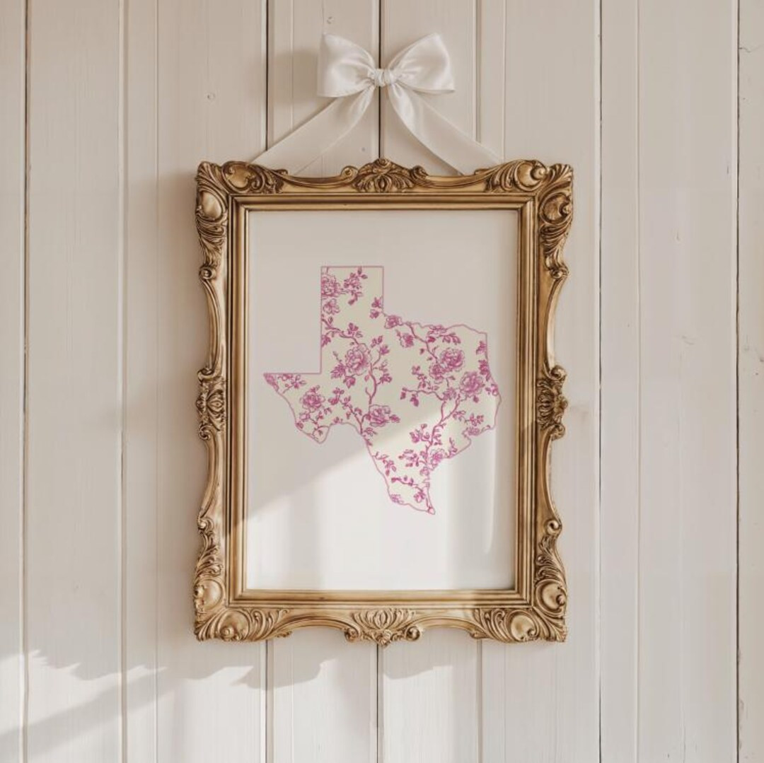 Custom Home State Chinoiserie Poster: Preppy Pink Dorm Decor (digital Download) - Etsy | Etsy (US)