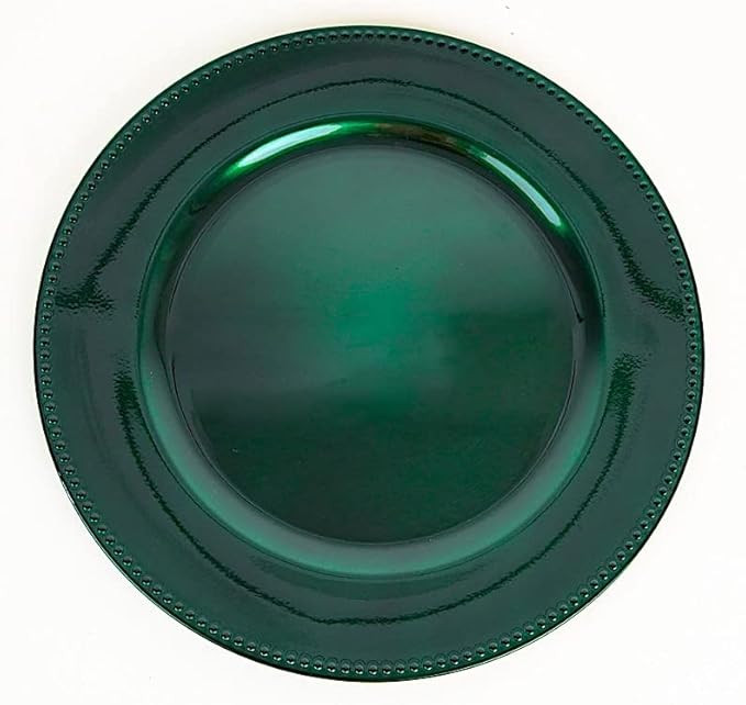 6 pcs 13-Inch Hunter Green Crystal Beaded Round Charger Plates - Dinner Wedding Supplies for all ... | Amazon (US)
