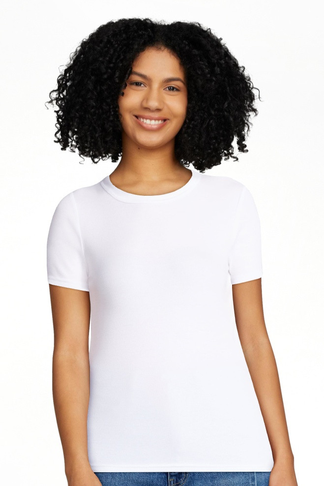 Time and Tru Women's Ribbed Tee with Short Sleeves, Sizes XS-XXXL | Walmart (US)