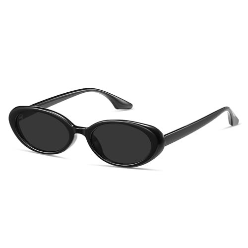 ONLYZILLA Retro Classic Oval Sunglasses for Women and Men Small 90s Style (Black) | Amazon (US)