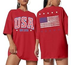 Oversized USA Shirt : Women American Flag T-Shirt Patriotic Shirts 4th of July Tees Memorial Day ... | Amazon (US)
