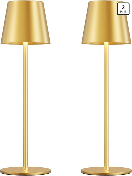 Cordless Table Lamp Rechargeable Gold - KK 2 Pack 5000mAH Battery Operated Lamp for Dining Table,... | Amazon (US)