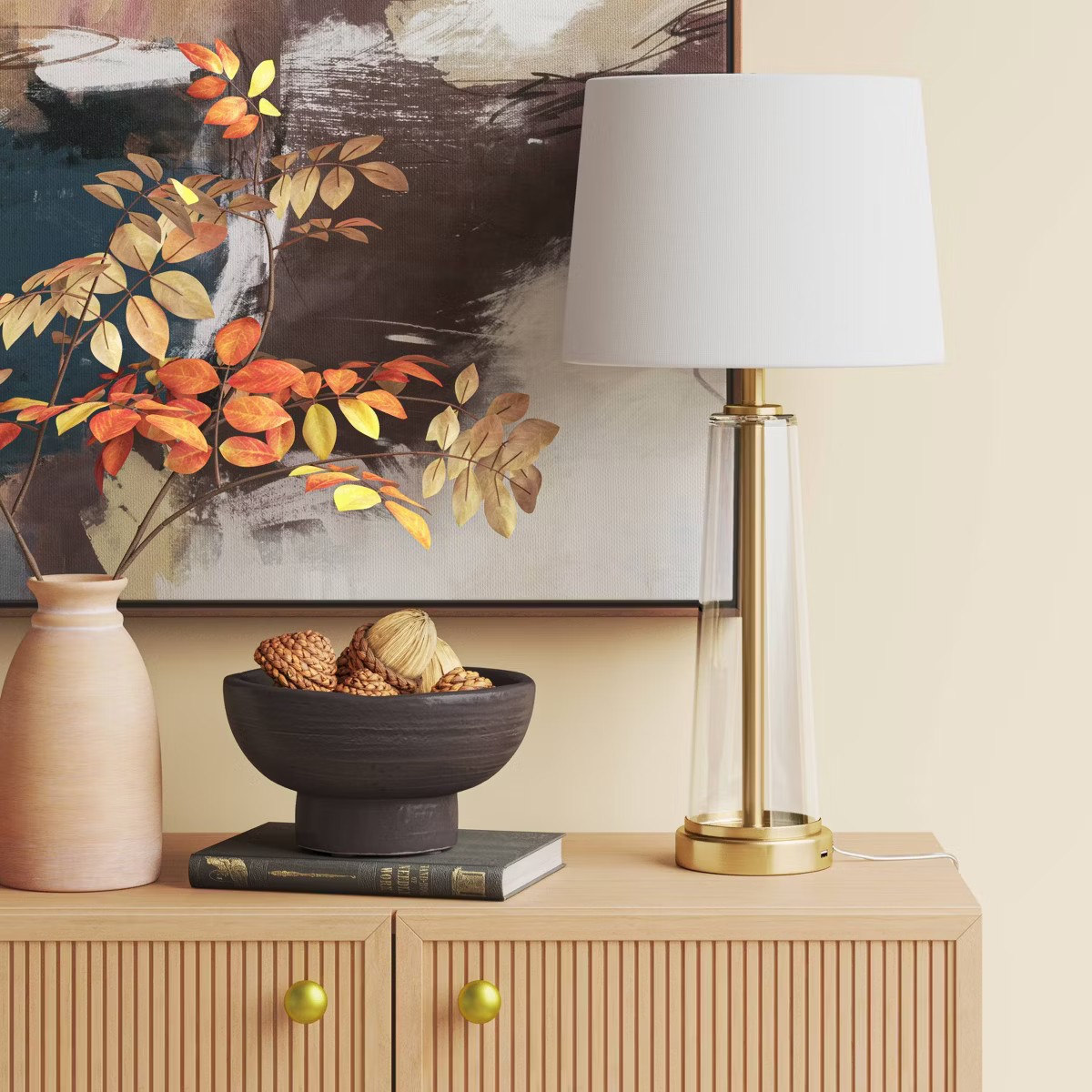 Tapered Fillable Table Lamp with USB Clear - Threshold™: Gold Accent, Modern Desk Lighting, ETL... | Target