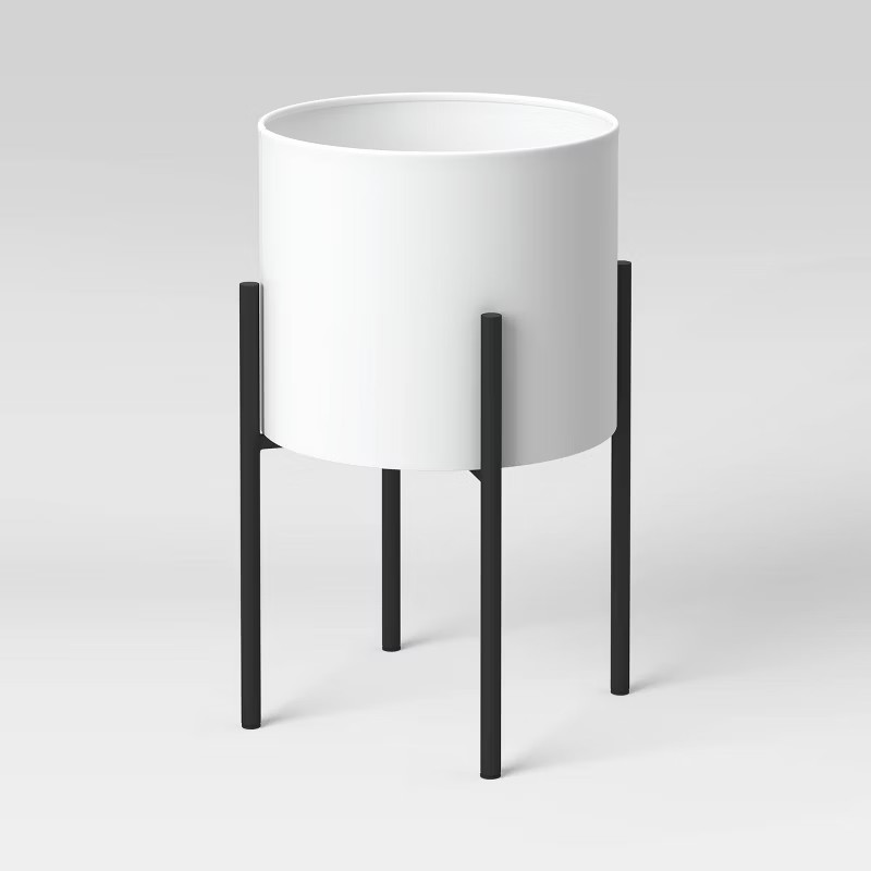 20" Iron Indoor/Outdoor Planter with Stand White/Black - Project 62™ | Target