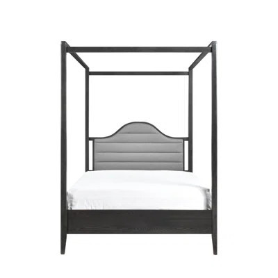 Upholstery Headboard Canopy Bed, Wooden Bedroom Knickknacks, Color, Includes And Upholstered In Wood, Items, With Rails Posts | Wayfair North America
