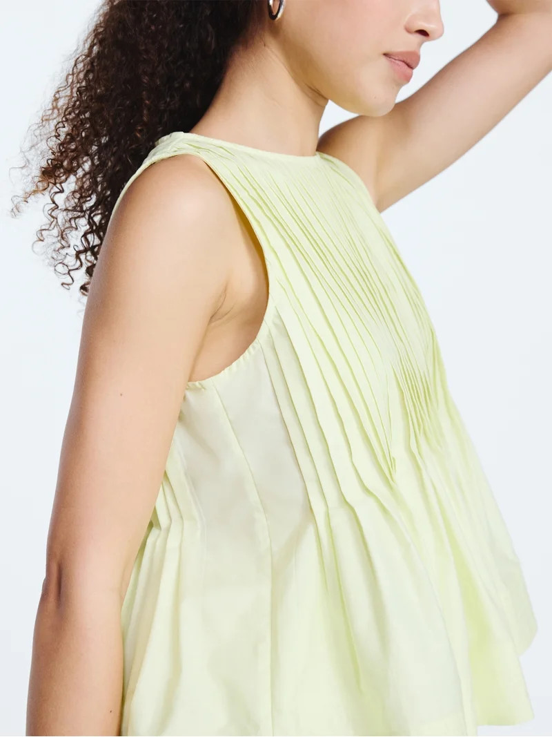 Free Assembly Women's Sleeveless Pintuck Peplum Top, Sizes XS-XXL | Walmart (US)